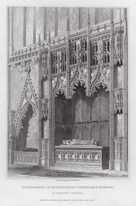 Monumenti degli arcivescovi Peckham e Warham, nella cattedrale di Canterbury (incisione) da Edward Blore