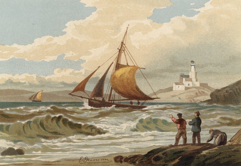 Barche da pesca che tornano, Faro di Mumbles da Edward Duncan