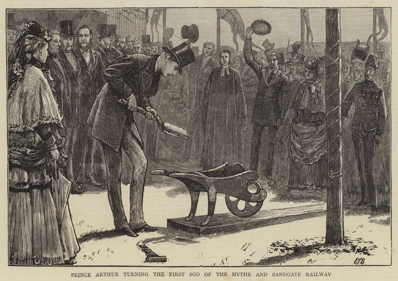 Il Principe Arturo che gira la Prima Zolla della Ferrovia Hythe e Sandgate da Edward Frederick Brewtnall
