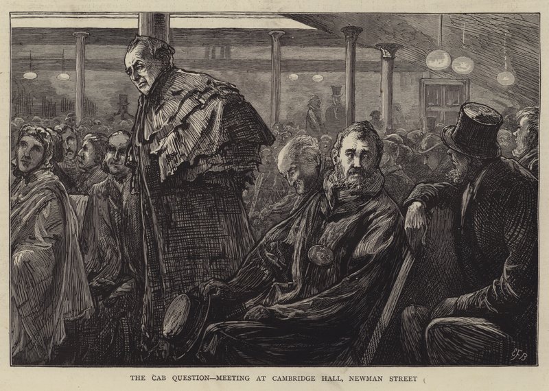 La Questione del Taxi, Riunione alla Cambridge Hall, Newman Street da Edward Frederick Brewtnall