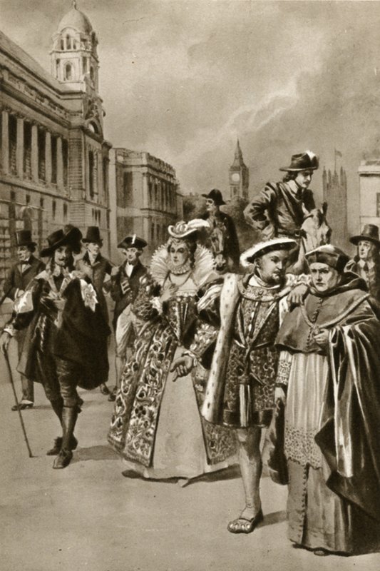 Strade di Londra: Re Carlo I, Regina Elisabetta I, Re Enrico VIII, Cardinale Wolsey da Edward Frederick Skinner