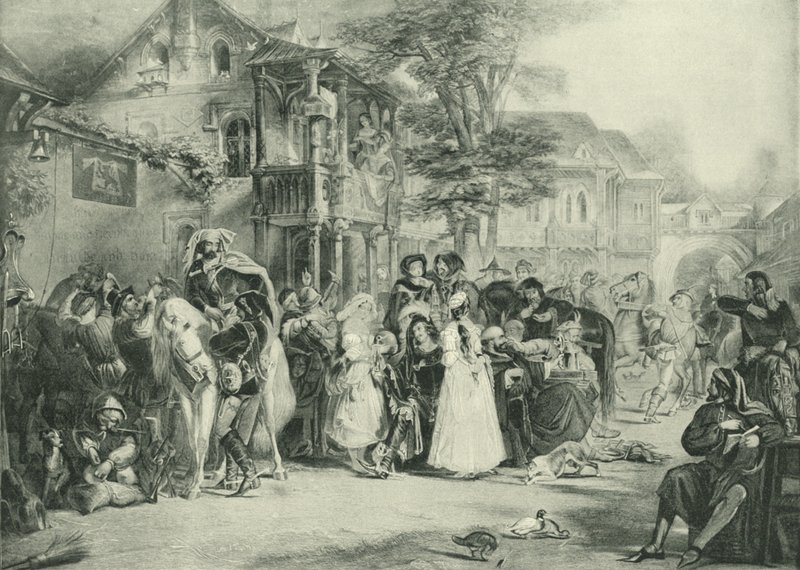 Chaucer e i pellegrini di Canterbury da Edward Henry Corbould