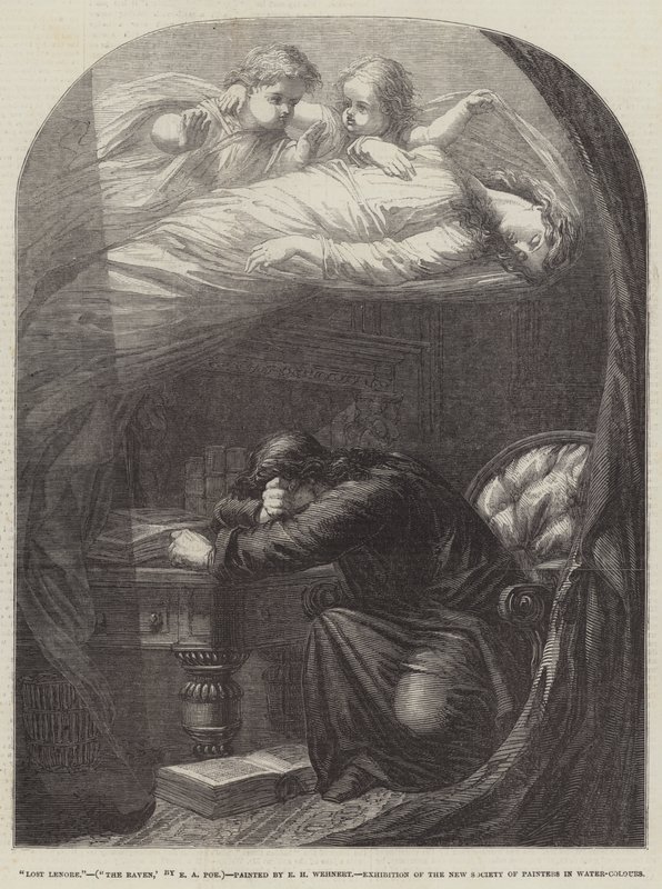 La perduta Lenore, Il corvo, di E A Poe da Edward Henry Wehnert