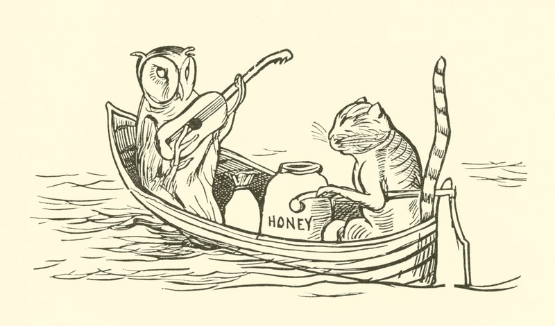 Il gufo e la gattina (incisione) da Edward Lear
