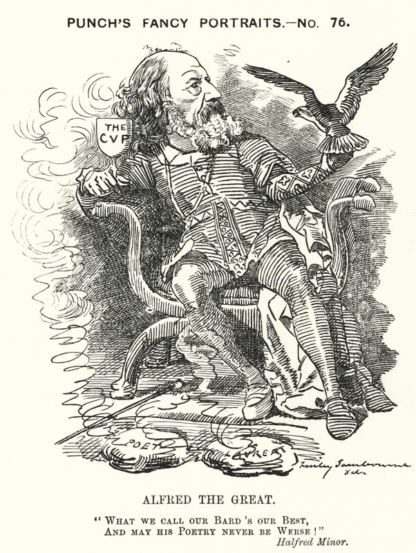 Cartone animato di Punch: Alfred, Lord Tennyson, poeta inglese (incisione) da Edward Linley (after) Sambourne