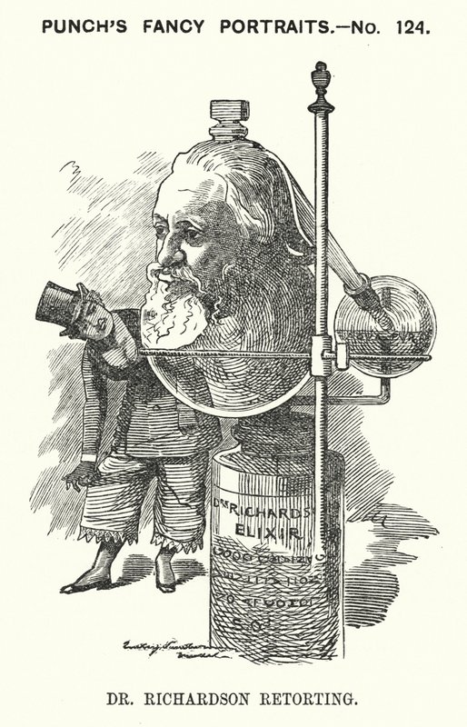Cartone animato Punch: Benjamin Ward Richardson, medico inglese (incisione) da Edward Linley (after) Sambourne
