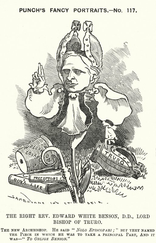 Cartone animato di Punch: Edward White Benson, vescovo inglese (incisione) da Edward Linley (after) Sambourne