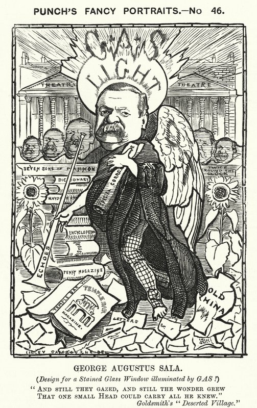 Cartone animato di Punch: George Augustus Sala, autore e giornalista inglese da Edward Linley (after) Sambourne
