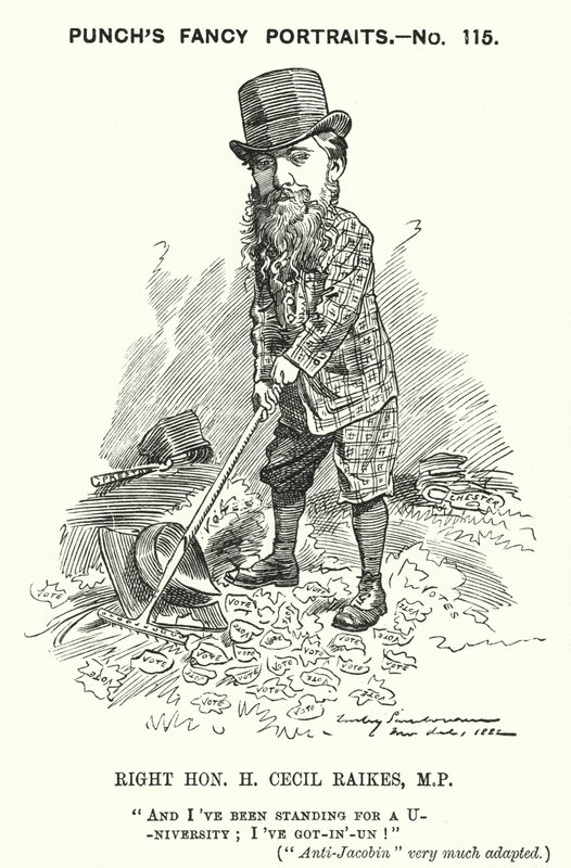 Cartone animato Punch: Henry Cecil Raikes, politico conservatore inglese da Edward Linley (after) Sambourne