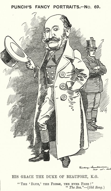 Cartone animato di Punch: Henry Charles Fitzroy Somerset, 8º Duca di Beaufort, soldato e politico conservatore inglese da Edward Linley (after) Sambourne