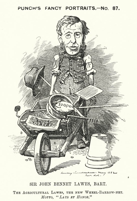 Cartone animato Punch: John Bennet Lawes, imprenditore e scienziato agricolo inglese (incisione) da Edward Linley (after) Sambourne