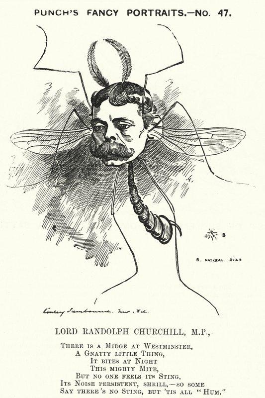 Cartone animato Punch: Lord Randolph Churchill, politico conservatore inglese da Edward Linley (after) Sambourne