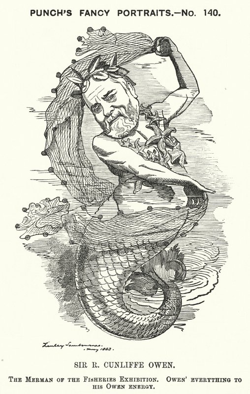 Cartone animato di Punch: Philip Cunliffe-Owen, organizzatore di esposizioni britannico e direttore del South Kensington Museum, Londra da Edward Linley (after) Sambourne
