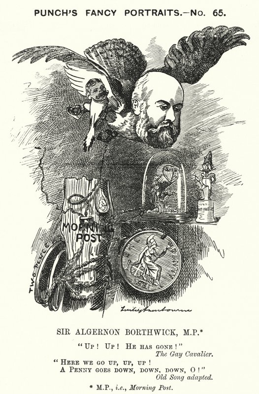 Cartone animato di Punch: Sir Algernon Borthwick da Edward Linley (after) Sambourne
