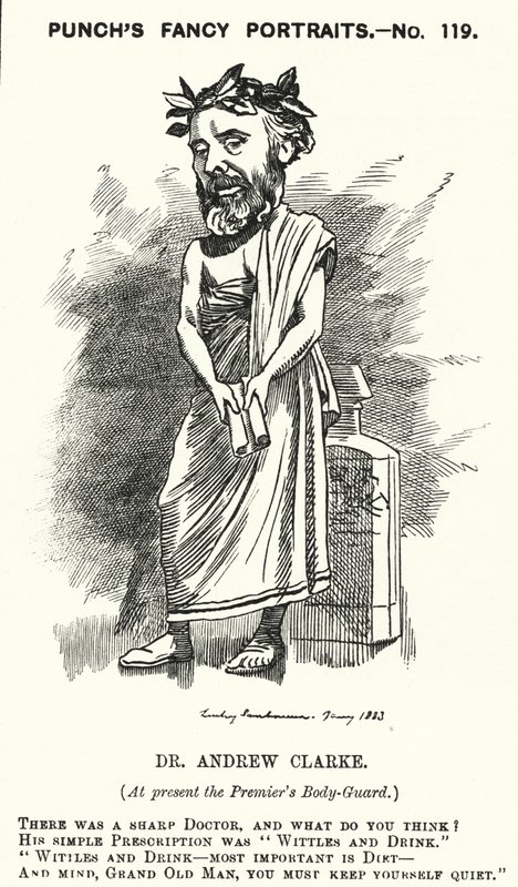 Sir Andrew Clarke, medico britannico, medico di William Ewart Gladstone (incisione) da Edward Linley (after) Sambourne