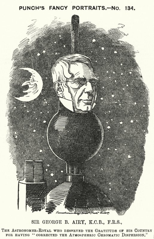 Cartone animato Punch: Sir George Biddell Airy, Astronomo Reale inglese da Edward Linley (after) Sambourne