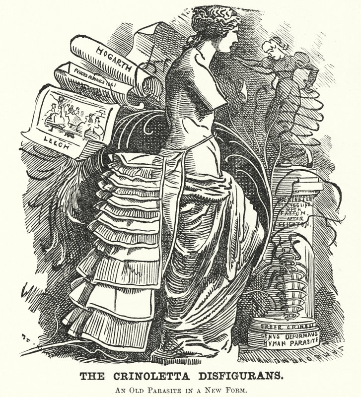 Cartone animato di Punch: La Crinoletta Disfigurans da Edward Linley (after) Sambourne