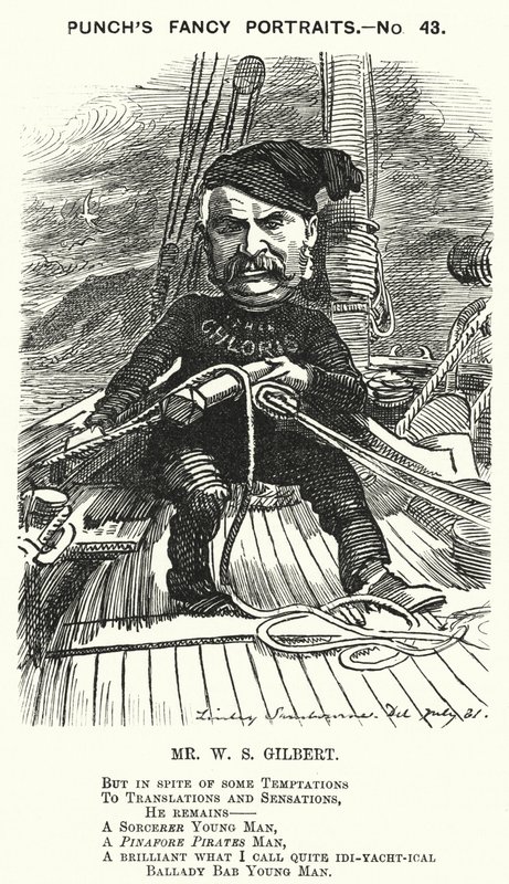 Cartone animato Punch: W S Gilbert, drammaturgo e librettista inglese (incisione) da Edward Linley (after) Sambourne