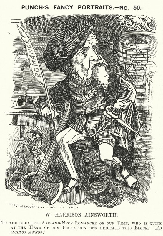 Cartone animato Punch: William Harrison Ainsworth, romanziere storico inglese (incisione) da Edward Linley (after) Sambourne