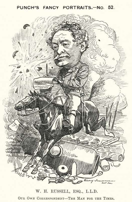 William Howard Russell, giornalista irlandese e corrispondente di guerra (incisione) da Edward Linley (after) Sambourne