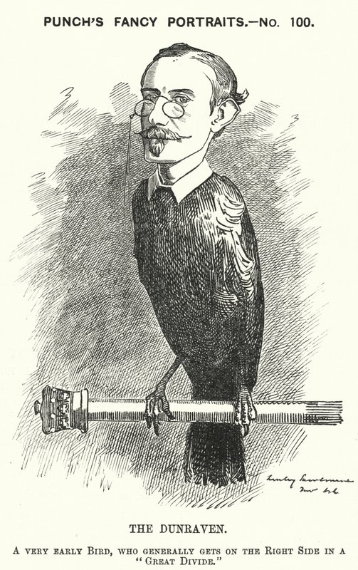 Cartone animato Punch: Windham Wyndham-Quin, 4° conte di Dunraven e Mount-Earl, giornalista anglo-irlandese, proprietario terriero e politico conservatore (incisione) da Edward Linley (after) Sambourne
