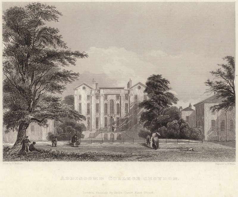 Addiscombe College a Croydon (incisione) da Edward Pritchett