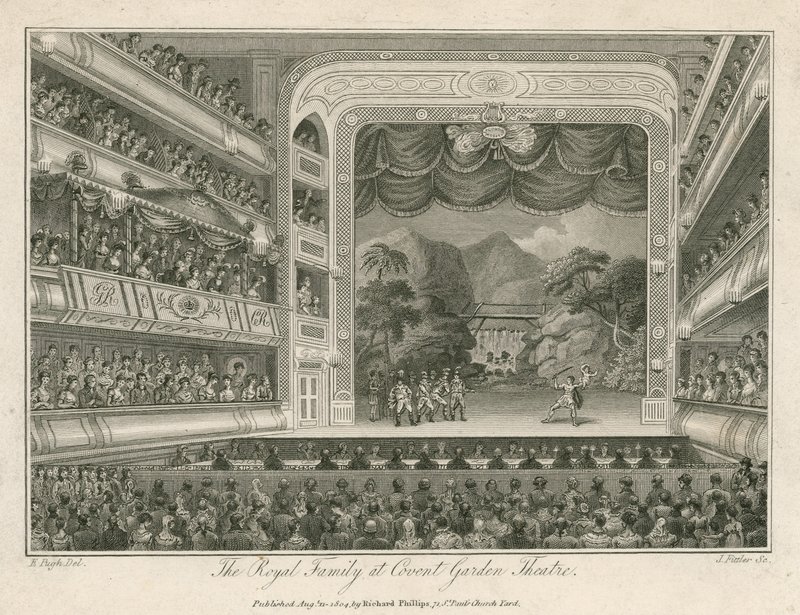La famiglia reale al Covent Garden Theatre, Londra da Edward Pugh
