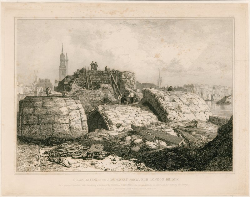Parte del vecchio ponte di Londra come appariva nel giugno 1832 da Edward William Cooke