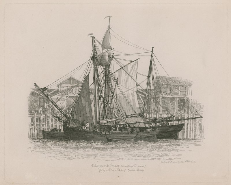 Schooner e Smack al Fresh Wharf da Edward William Cooke