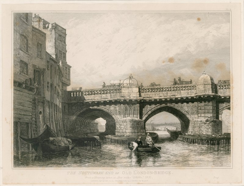 La fine di Southwark del vecchio ponte di Londra da Edward William Cooke