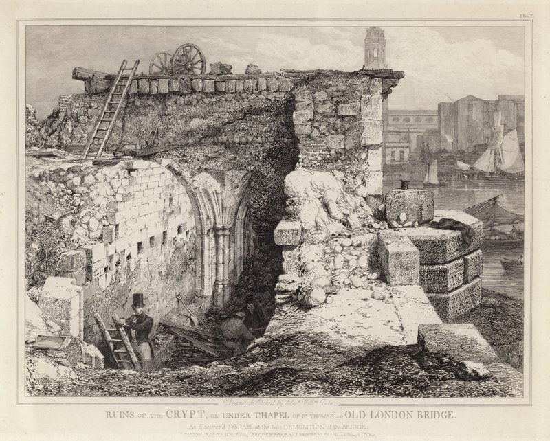 Rovine della Cappella di San Tommaso sul vecchio ponte di Londra da Edward William Godwin
