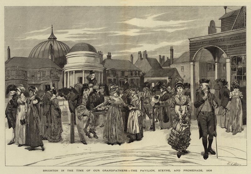 Brighton ai tempi dei nostri nonni, il Padiglione, Steyne e la Promenade, 1805 da Edwin Austin Abbey