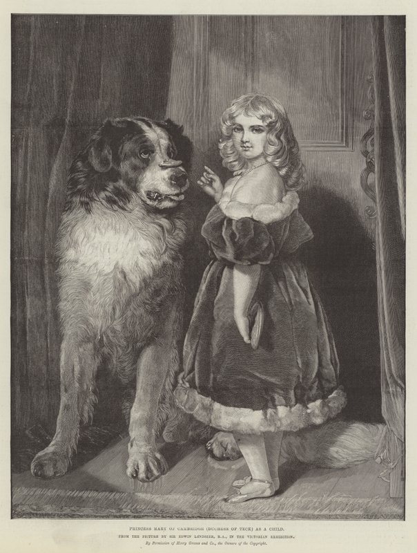 Principessa Mary di Cambridge (Duchessa di Teck) da bambina, nella mostra vittoriana da Edwin Landseer