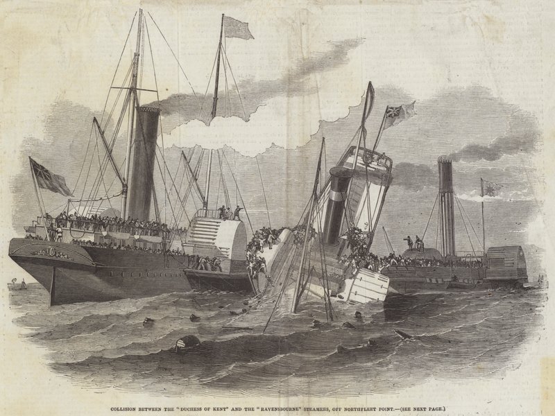 Collisione tra la Duchessa di Kent e i piroscafi Ravensbourne, al largo di Northfleet Point da Edwin Weedon