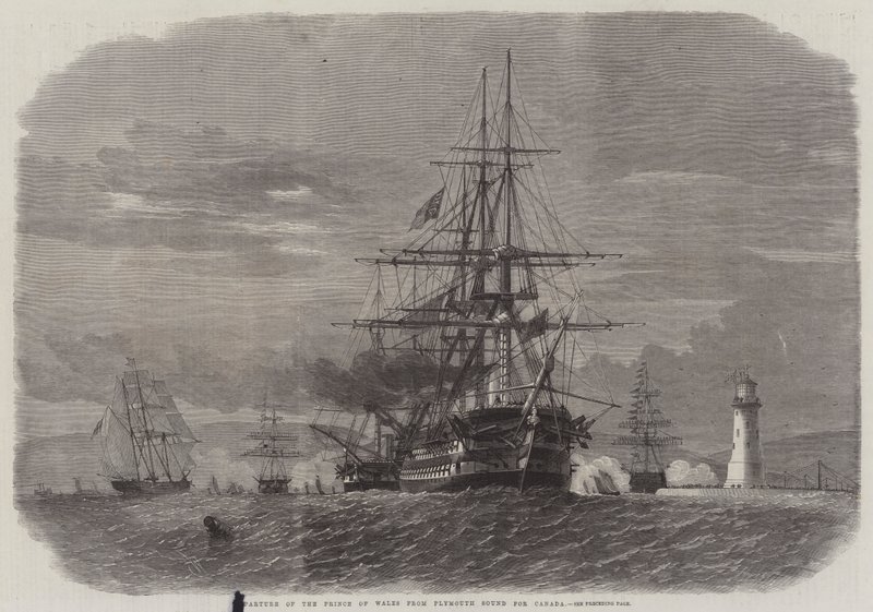 Partenza del Principe di Galles da Plymouth Sound per il Canada da Edwin Weedon