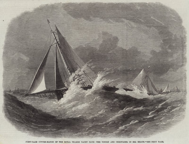 Gara di cutter di prima classe del Royal Thames Yacht Club, il Vindex e il Christabel a Sea Reach da Edwin Weedon