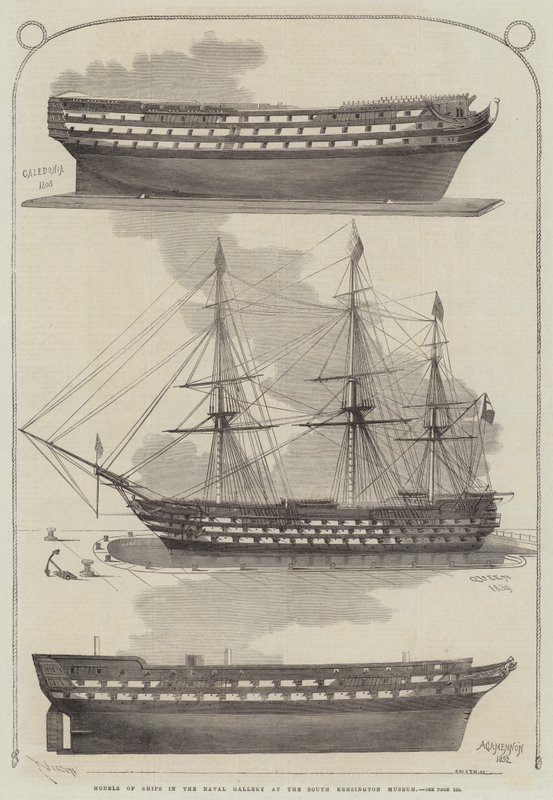 Modelli di navi nella Galleria Navale al South Kensington Museum da Edwin Weedon