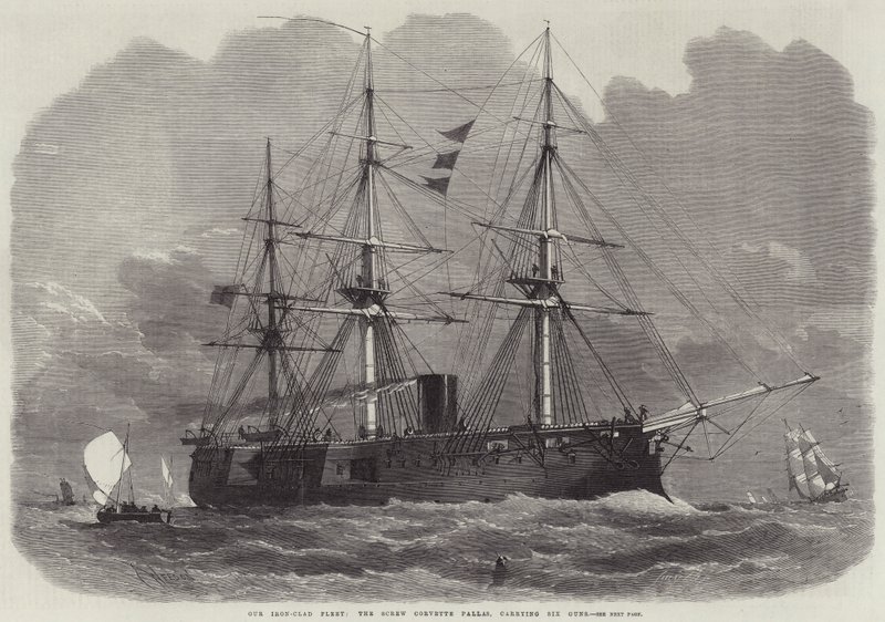 La nostra flotta corazzata, la corvetta a vite Pallas, con sei cannoni da Edwin Weedon