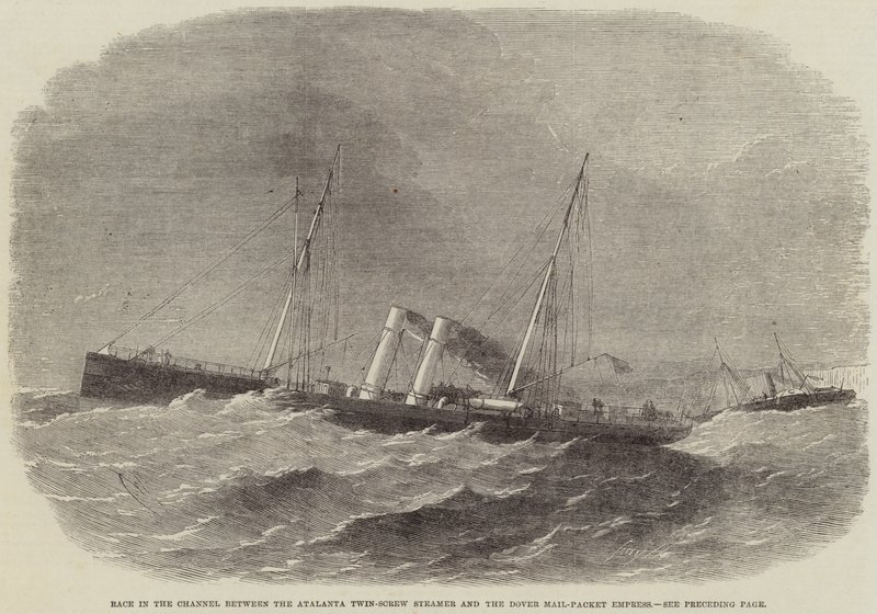 Gara nel Canale tra il piroscafo Atalanta e il Dover Mail-Packet Empress da Edwin Weedon