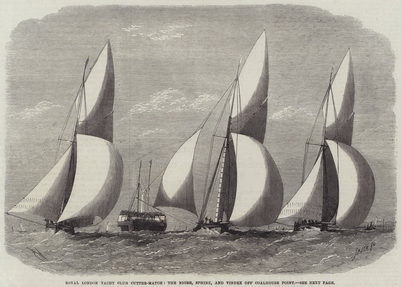 Gara di cutter del Royal London Yacht Club, la Niobe, Sphinx e Vindex al largo di Coalhouse Point da Edwin Weedon
