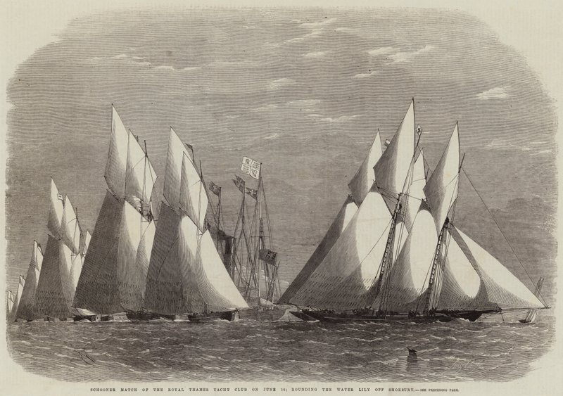 Gara di schooner del Royal Thames Yacht Club il 16 giugno; girando intorno al Water Lily al largo di Shoebury da Edwin Weedon