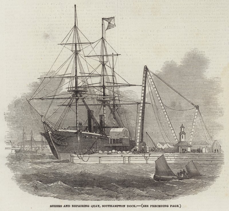 Sheers e Riparazione del Molo, Southampton Dock da Edwin Weedon