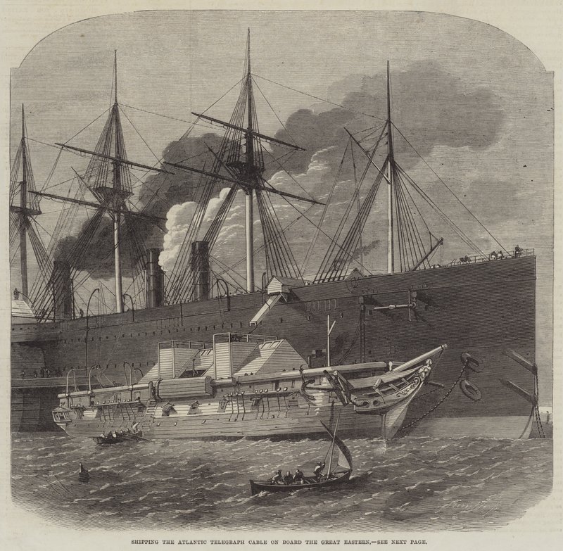 Caricamento del cavo telegrafico atlantico a bordo del Great Eastern da Edwin Weedon