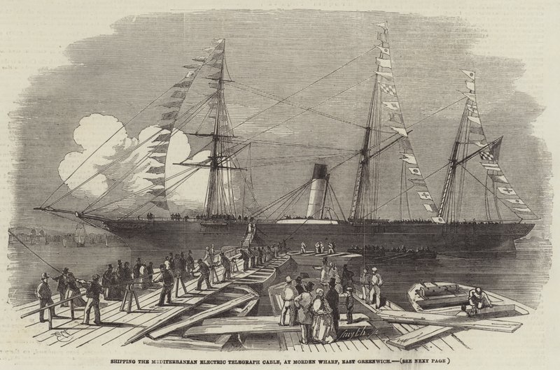 Caricamento del cavo telegrafico elettrico del Mediterraneo, al Morden Wharf, East Greenwich da Edwin Weedon