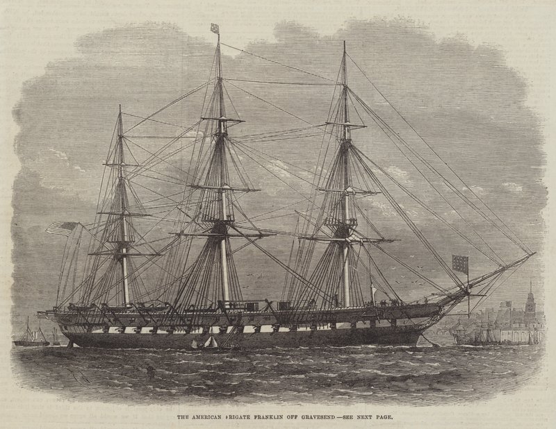 La fregata americana Franklin al largo di Gravesend da Edwin Weedon