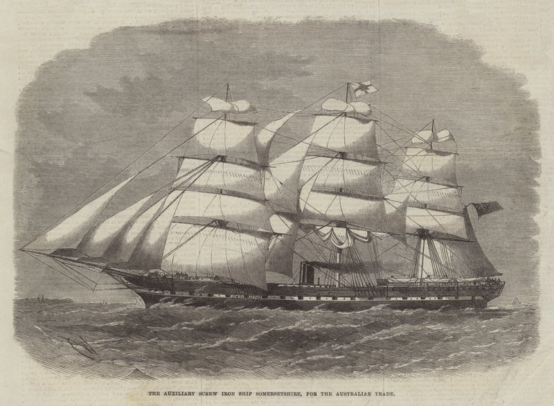 La nave a vite ausiliaria Somersetshire, per il commercio australiano da Edwin Weedon