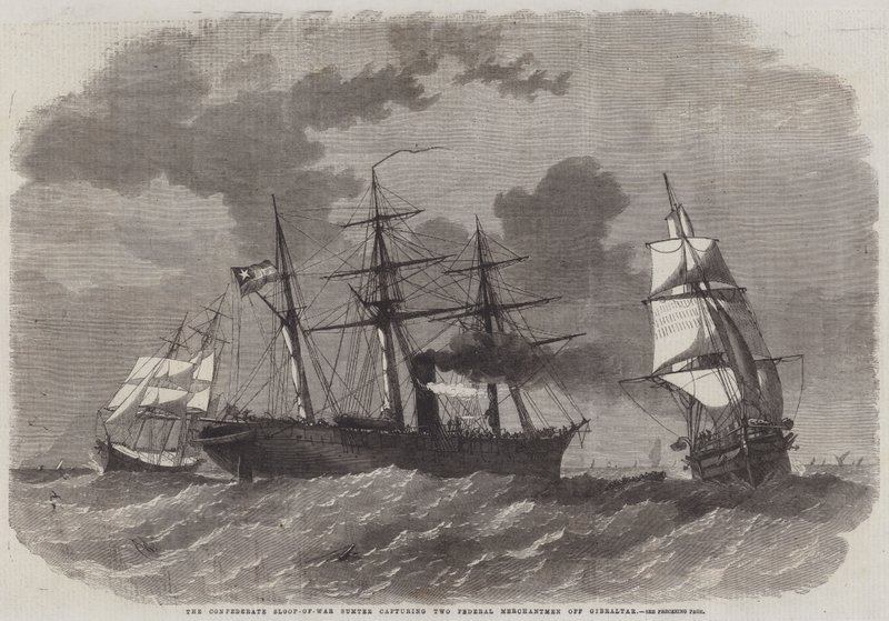 La Nave da Guerra Confederata Sumter cattura Due Mercantili Federali al largo di Gibilterra da Edwin Weedon