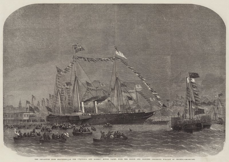 La partenza da Gravesend dello yacht reale Victoria and Albert, con il principe e la principessa Federico Guglielmo di Prussia da Edwin Weedon