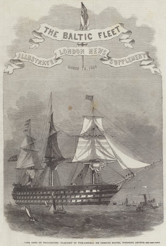 Il Duca di Wellington, nave ammiraglia del Vice Ammiraglio Sir Charles Napier, che salpa da Edwin Weedon