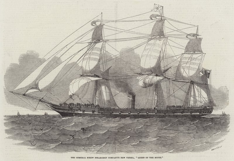 La nuova nave della General Screw Steam-Ship Company, Queen of the South da Edwin Weedon